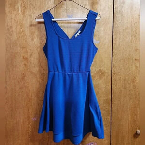 Charlotte Russe Electric Blue Open- Back Fit and Flare Dress